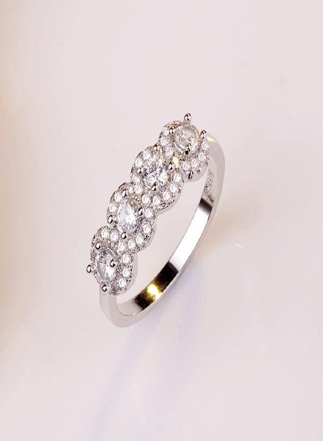 LVSHI Fashion Ring Women 925 Silver Princess Cut White Topaz CZ Simulated Diamond Wedding Engagement Ring Engagement Wedding Band Ring for Women Size 6-11 (Size 6), C10 - Image 4